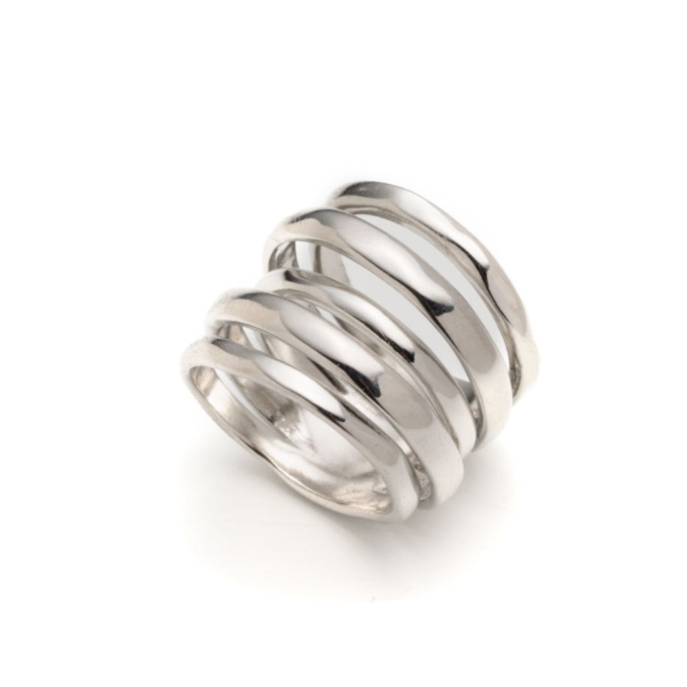 ALEXIS BITTAR • NEW Silver Rhodium Plated Layered Ring Size ~8